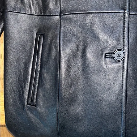 Leather jacket black classic style Liz Claiborne XL - Picture 4 of 9